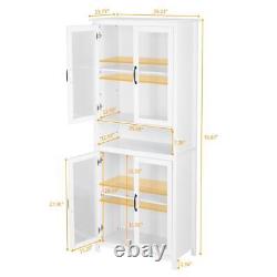 Kitchen Cabinet Pantry Cupboard Storage Organizer 4 Door White Finish New