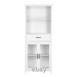 Kitchen Pantry 4-tier Storage Cabinet with Doors Adjustable Shelves Organizer