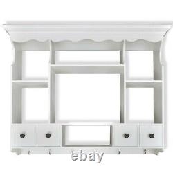 Kitchen Wall Cabinet Wooden Cupboard White Display Unit Storage Shelf Organiser