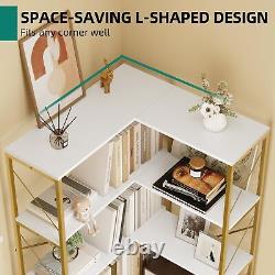 L-Shaped Corner Storage Shelves Etagere Bookcase Bookshelf Open Display Rack