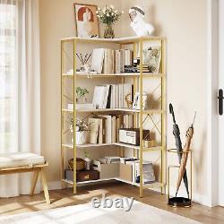 L-Shaped Corner Storage Shelves Etagere Bookcase Bookshelf Open Display Rack