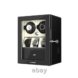 LED Automatic 2 Watch Winder With 3 Watch Display Storage With Jewellery Drawer