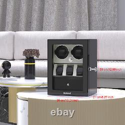 LED Automatic Watch Winder For 2 Watches With 3 Watches Display Storage Case