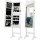 Led Free Standing Full Length Mirror Jewelry Cabinet Armoire Storage Organizer