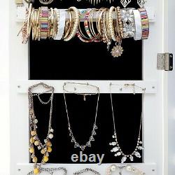 LED Full Length Mirror Jewelry Armoire Cabinet Free Standing Storage Organizer