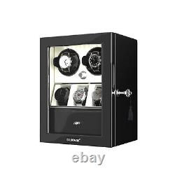 LED Light Automatic 2 Watch Winder With 3 Extra Watch Display Storage Box White