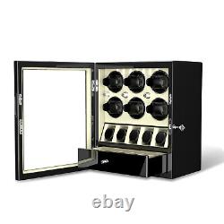 LED Light Automatic 6 Watch Winder With 5 Extra Watches Display Storage Box