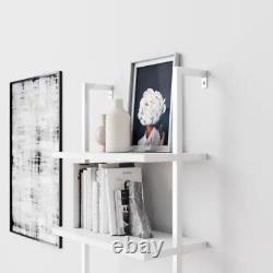 Ladder Bookshelf Bookcase 5-Shelf Display Storage Organizer White Wood
