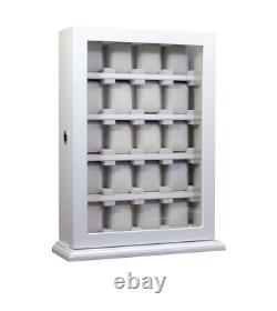 Large 20 Wrist Watch White Wood Storage Display Wall Cabinet Box Case Chest