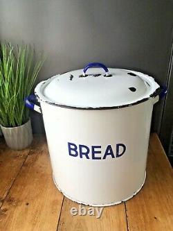 Large Vintage Military Issue Enamel Bread Bin Storage Container Bakery Display
