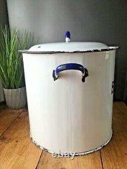 Large Vintage Military Issue Enamel Bread Bin Storage Container Bakery Display