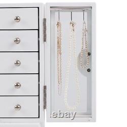 Large Vintage Wooden Jewellery Box Earring Bracelets Organizer Storage Cabinet