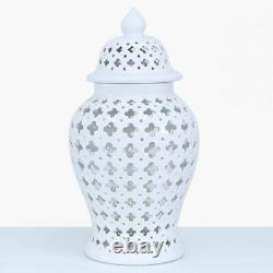 Large White Ginger Jar Storage Decor Display Lattice Home Decoration Vase Lid