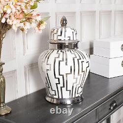 Large White Silver Ginger Jar Display Lattice Storage Decor Home Decoration