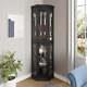 Lighted 3-side Glass Display Cabinet Elegant Living Room Storage Display