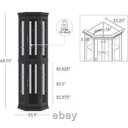 Lighted 3-Side Glass Display Cabinet Elegant Living Room Storage Display