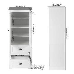 Linen Tower Freestanding Cabinet Tall Narrow Bathroom Kitchen LivingRoom Storage
