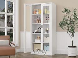 Metal Storage Cabinet, 71 Curio Glass Display Cabinet with 4 Adjustable Shelves