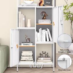 Metal Storage Cabinet with 2 Locking Doors Display Shlef Cabinet for Home Office
