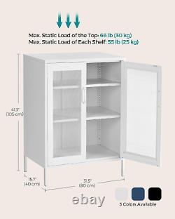 Metal Storage Cabinet with Mesh Doors, Steel Display Cabinets with Adjustable Sh