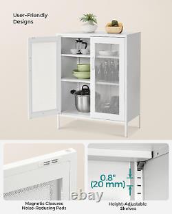 Metal Storage Cabinet with Mesh Doors, Steel Display Cabinets with Adjustable Sh