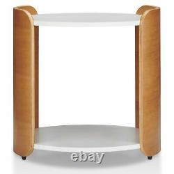 Mid-Century Modern Round End Table with Shelf Accent Display Storage White/Brown
