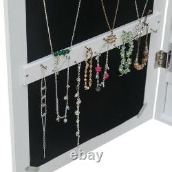 Mirrored Door & Wall Mounted Jewelry Cabinet Armoire Storage Organizer White