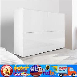 Modern 4 Door Storage Cabinet High Gloss Fronts Sideboard Display Cupboard White