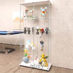 Modern 4-Tier Shelf Glass Display Cabinet with 2 Door Curio Cabinet For Collection
