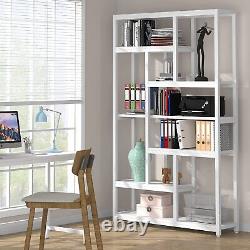 Modern Bookcase 10 Open Display Book Shelves Home Office Storage Organizer