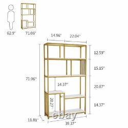 Modern Bookshelf Elegant Storage Display Shelves for Home Furniture White & Gold