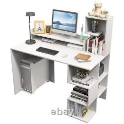 Modern Computer Workstation Desk Home Office Display Storage Bookshelves WithHutch