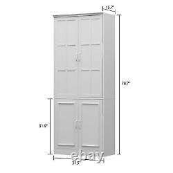 Modern Display Cabinet 4 Door Cupboard Sideboard Storage Buffet in Kitchen Study