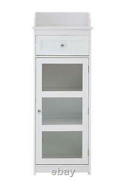 Modern Display Cabinet Shabby Chic Furniture White Glass Door Slim Storage Unit