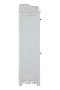 Modern Display Cabinet Shabby Chic Furniture White Glass Door Slim Storage Unit