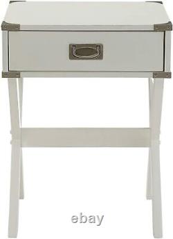 Modern Industrial Style End Table Nightstand with 1 Drawer Display Storage White