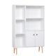 Modern Office Bookcase Elevated Wooden Storage Unit Shelves Display Case White