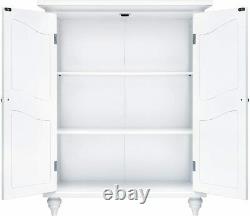 Modern Scroll Door Bathroom Cabinet 2 Shelf Kitchen Office Storage Display White