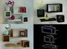 Modern Set Of 4 Floating Wall Shelves Storage Display Cube Shelf White Black Oak