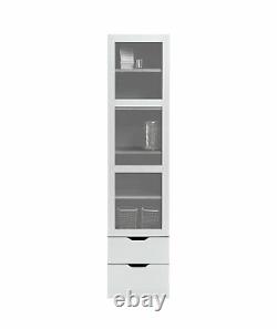 Modern Slim Bookcase Cupboard Cabinet Storage Glass Door Display Shelving Unit