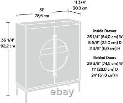 Modern Storage Accent Display Cabinet Glass Door Insert Glass Shelf One Drawer