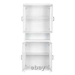 Modern Style 4-Glass Door Kitchen Pantry Cabinet Organizer with Storage Shelves