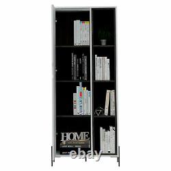 Modern Style Living Dallas Metal Legs Tall Storage Unit Bookcase Display Cabinet