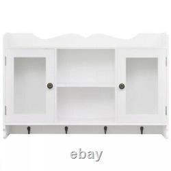 Modern Wall Cabinet Storage Rustic Display Shelf Glass Cupboard Kitchen White