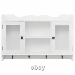Modern Wall Cabinet Storage White Display Shelf Glass Door Cupboard Kitchen