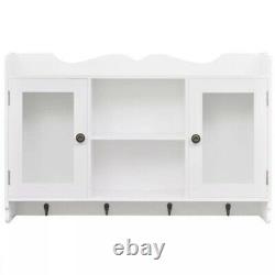 Modern Wall Cabinet Storage White Rustic Display Shelf Glass Cupboard Kitchen US