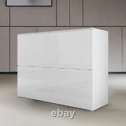 Modern White 4-Door Storage Cabinet High Gloss Fronts Sideboard Display Cupboard