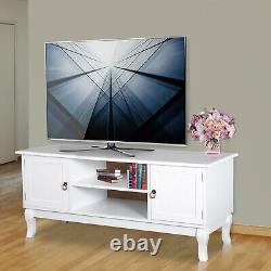 Modern Wooden TV Stand Unit Corner Table Display Storage Shelves With Drawer White