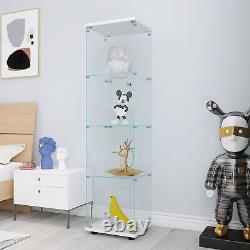 NEW Glass Display Cabinet Floor Standing withDoor4 Display Shelves Curio Bookshelf