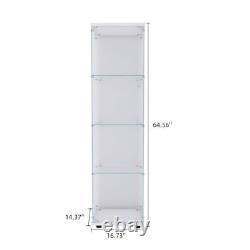 NEW Glass Display Cabinet Floor Standing withDoor4 Display Shelves Curio Bookshelf